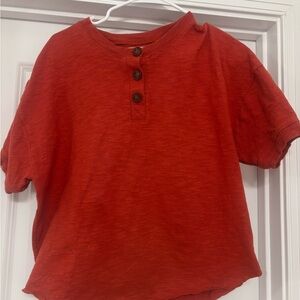Madewell Red Three Button Shirt